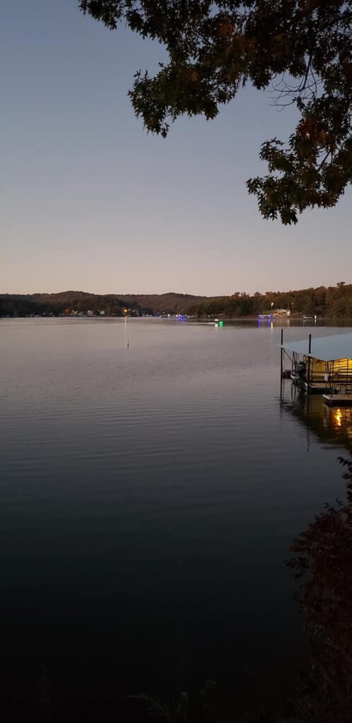 Lit Boat Dock in Morning